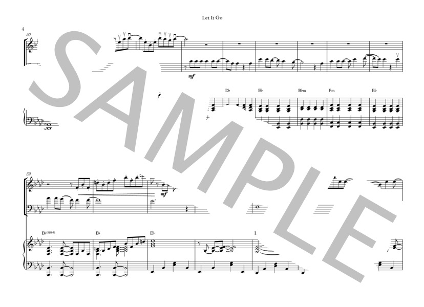 Let It Go / 映画『アナと雪の女王』（劇中歌ver.) / 三重奏：バイオリン、チェロ、ピアノ (ANDERSON LOPEZ KRISTEN) / ピアノソロ 中級 - サンプル譜面 4/5