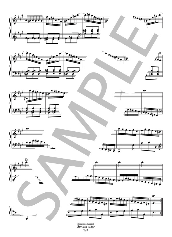 スカルラッティ ソナタ イ長調 K.114(L.344) (ドメニコ・スカルラッティ) / ピアノソロ その他 - サンプル譜面 2/4