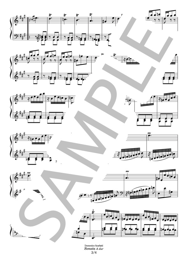 スカルラッティ ソナタ イ長調 K.114(L.344) (ドメニコ・スカルラッティ) / ピアノソロ その他 - サンプル譜面 3/4