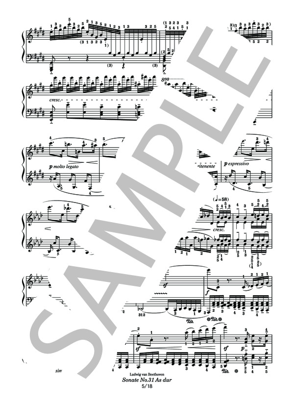 ベートーヴェン ソナタ 第31番 変イ長調 (ルートヴィヒ・ヴァン・ベートーヴェン) / ピアノソロ その他 - サンプル譜面 5/5
