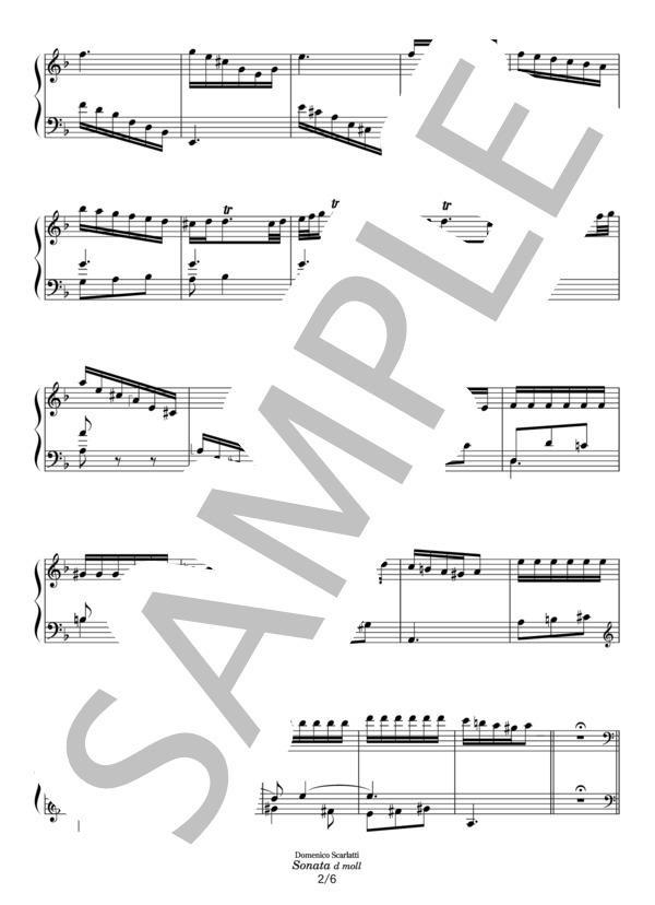 スカルラッティ ソナタ ニ短調 K.141(L.422) (ドメニコ・スカルラッティ) / ピアノソロ その他 - サンプル譜面 2/5