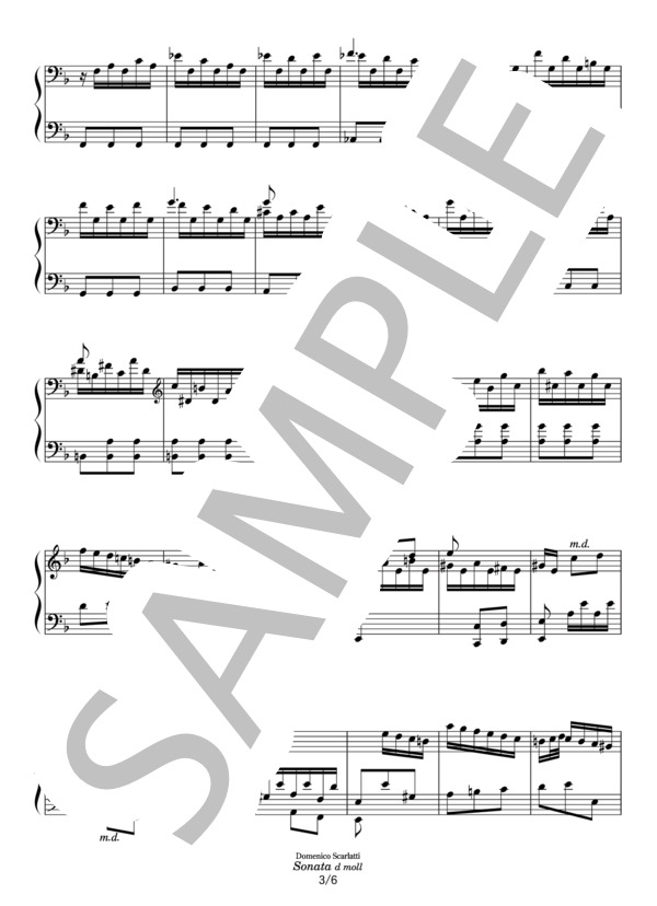 スカルラッティ ソナタ ニ短調 K.141(L.422) (ドメニコ・スカルラッティ) / ピアノソロ その他 - サンプル譜面 3/5