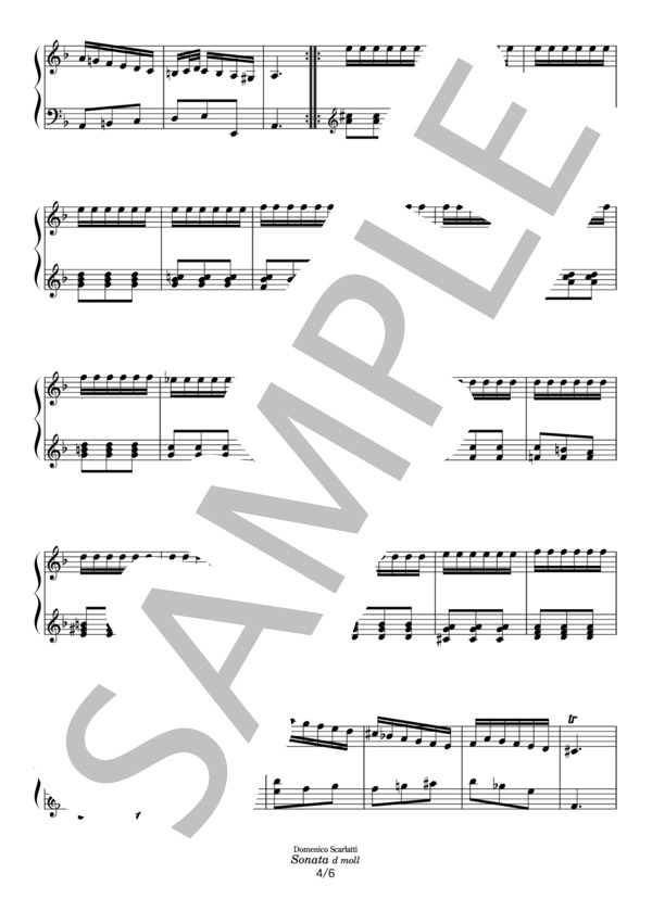 スカルラッティ ソナタ ニ短調 K.141(L.422) (ドメニコ・スカルラッティ) / ピアノソロ その他 - サンプル譜面 4/5