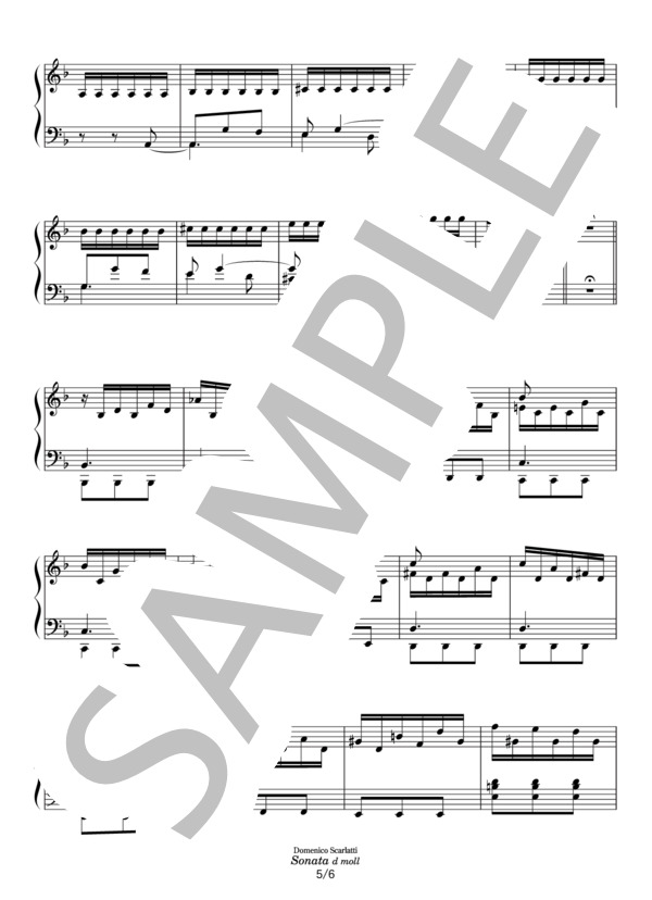 スカルラッティ ソナタ ニ短調 K.141(L.422) (ドメニコ・スカルラッティ) / ピアノソロ その他 - サンプル譜面 5/5