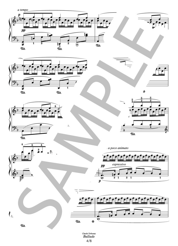 ドビュッシー バラード (クロード・アシル・ドビュッシー) / ピアノソロ その他 - サンプル譜面 4/5