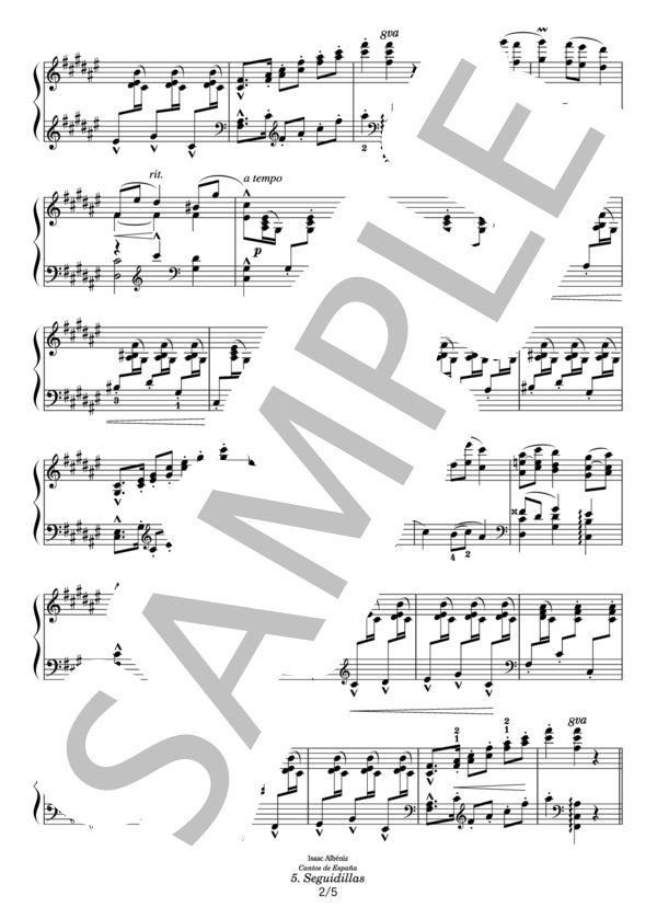アルベニス スペイン歌曲集 5.セギディーリャ (イサーク・アルベニス) / ピアノソロ その他 - サンプル譜面 2/5
