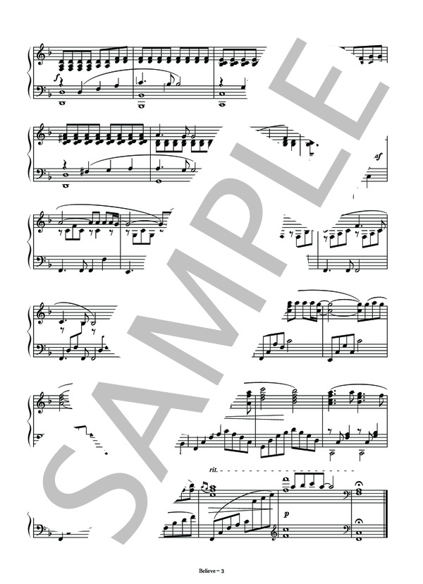 Believe (杉本 竜一) / ピアノソロ その他 - サンプル譜面 3/4