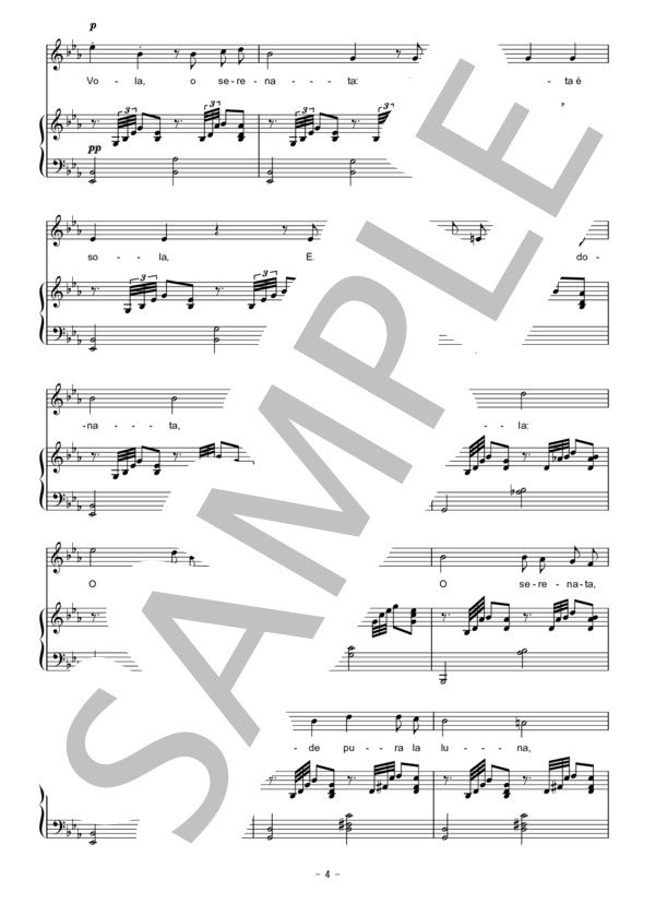 【イタリア歌曲楽譜】セレナータ La Serenata トスティ ヴォーカル＆ピアノ楽譜 変ホ長調 (フランチェスコ・パオロ・トスティ) / アンサンブルピアノ＋歌 その他 - サンプル譜面 4/5