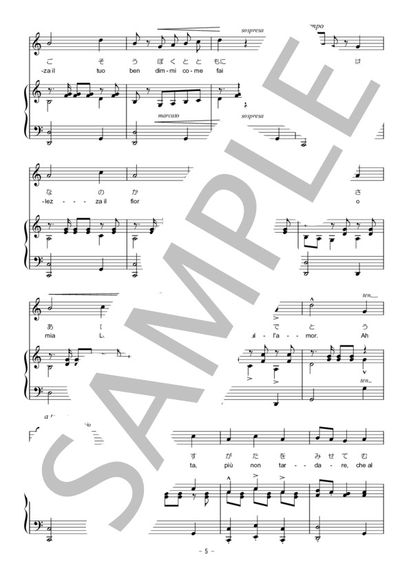 【イタリア歌曲楽譜】ロリータ Lolita ブッツィ・ペッチャ ヴォーカル＆ピアノ楽譜 ハ短調～ハ長調 (BUZZI PECCIA A) / アンサンブルピアノ＋歌 その他 - サンプル譜面 5/5