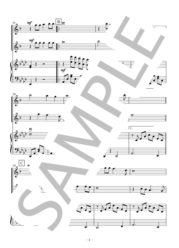 世界の名歌メドレー（アルトサックス二重奏） (ジョージ ポールトン) / アンサンブル木管 初〜中級 - サンプル譜面 2/5