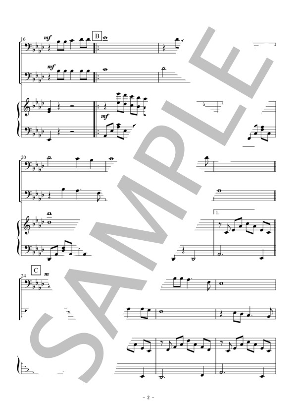 世界の名歌メドレー（トロンボーン二重奏） (ジョージ ポールトン) / アンサンブル金管 初〜中級 - サンプル譜面 2/5