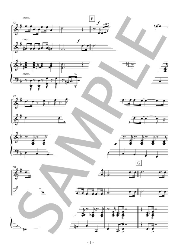 ウィンター・ワンダーランド（トランペット二重奏） (フェリックス・バーナード) / アンサンブル金管 初〜中級 - サンプル譜面 5/5