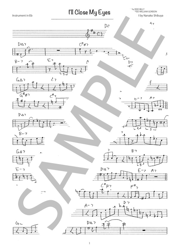 I'll Close My Eyes ジャズ アドリブソロ コピー譜 in E♭ 楽器用 (REID WILLIAM GORDON) / 全て その他 - サンプル譜面 1/3