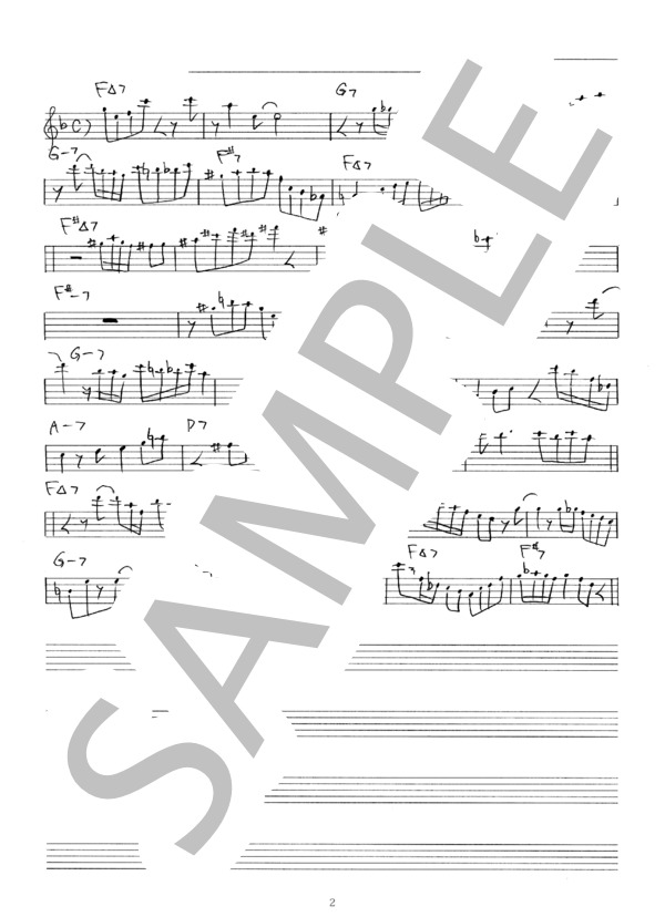 Girl From Ipanema ジャズ アドリブソロ コピー譜 in C 楽器用 (アントニオ・カルロス・ジョビン) / 全て 初〜中級 - サンプル譜面 2/2