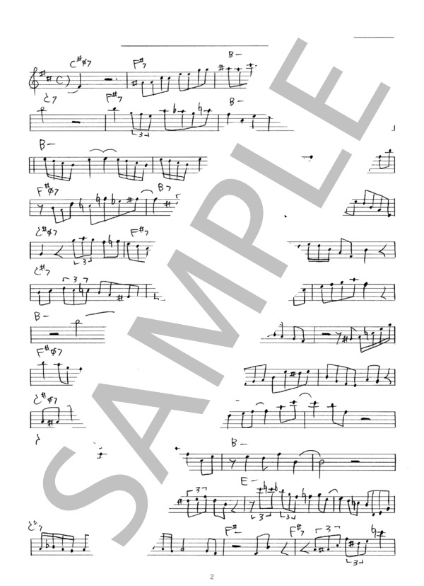 Recado Bossa Nova ジャズ アドリブソロ コピー譜 in E♭ 楽器用 (ジャルマ・フェレイラ) / 全て 初〜中級 - サンプル譜面 2/3