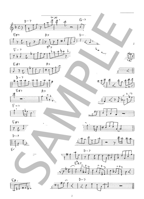 Blue Bossa ジャズ アドリブソロ コピー譜 in B♭ 楽器用 (ケニー・ドーハム) / 全て 初〜中級 - サンプル譜面 2/2