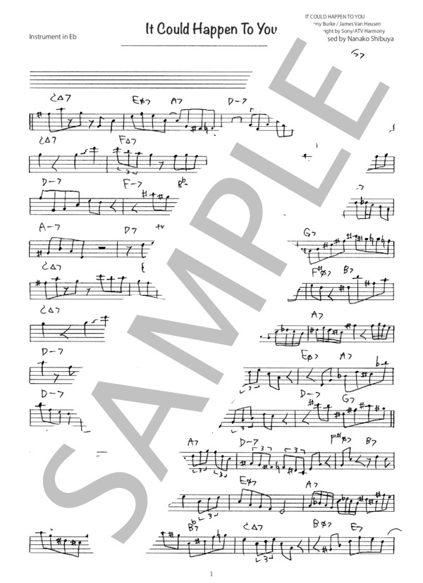 It Could Happen To You ジャズ アドリブソロ コピー譜 in E♭ 楽器用 (JIMMY VAN HEUSEN) / 全て 初〜中級 - サンプル譜面 1/3