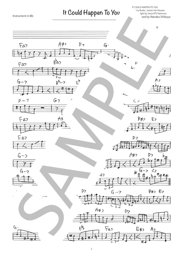 It Could Happen To You ジャズ アドリブソロ コピー譜 in B♭ 楽器用 (JIMMY VAN HEUSEN) / 全て 初〜中級 - サンプル譜面 1/3