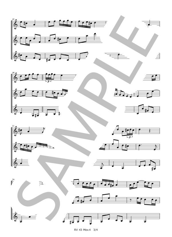 楽譜】チェロ・ソナタ第3番イ短調 RV43 ⅣAllegro / ヴィヴァルディ