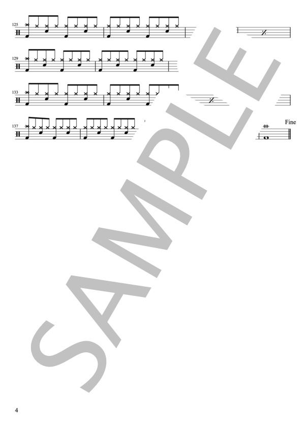 ゴールデンボンバー - もうバンドマンに恋なんてしない（ドラムパートのみ：完コピ）【楽譜・スコア】 / 初〜中級 - サンプル譜面 4/5