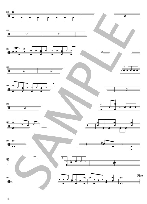 SCANDAL - HARUKAZE(ドラムパートのみ：難易度DDDの初級者用)【楽譜・スコア】 (一色徳保) / 初級 - サンプル譜面 4/5