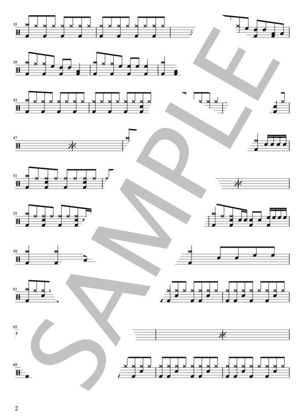 BUMP OF CHICKEN - 天体観測（ドラムパートのみ：完コピ)【楽譜・スコア】 / その他 - サンプル譜面 2/5