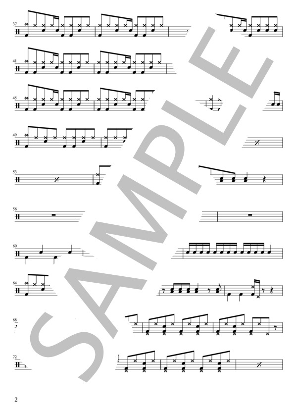 SCANDAL - 少女S(ドラムパートのみ：難易度DDの初級者用）【楽譜・スコア】 / 初〜中級 - サンプル譜面 2/4