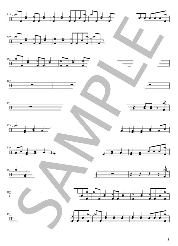 MY FIRST STORY - Missing You(ドラムパートのみ：難易度CCの初心者用)【楽譜・スコア】 (HIRO) / その他 - サンプル譜面 5/5