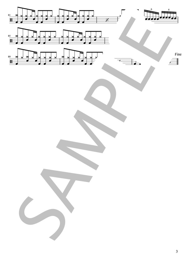 ORANGE RANGE - 花（ドラムパートのみ：完コピ)【楽譜・スコア】 / その他 - サンプル譜面 3/4