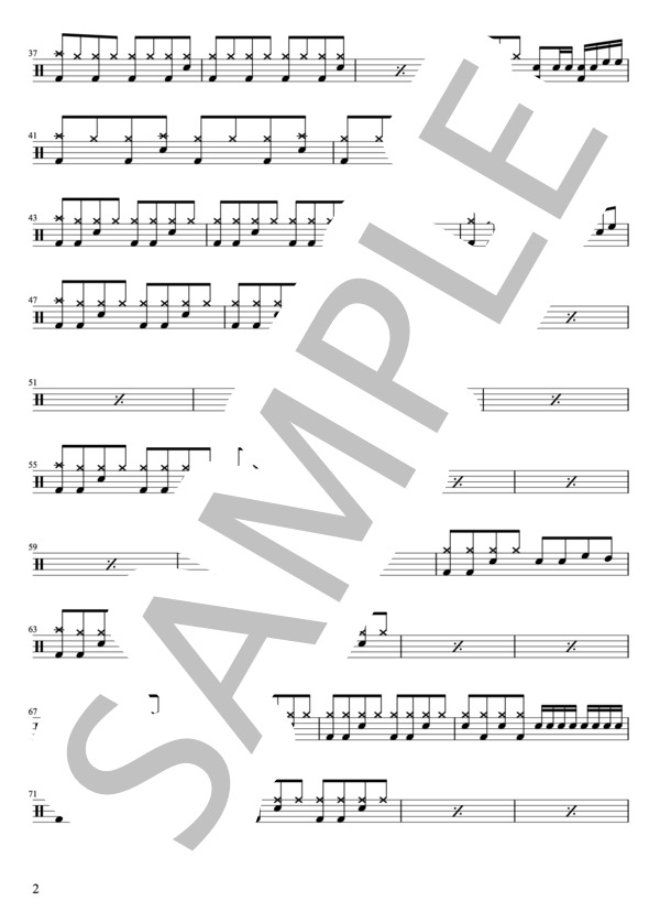 BUMP OF CHICKEN - 涙のふるさと（ドラムパートのみ：難易度BBの初心者用）【楽譜・スコア】 (藤原 基央) / その他 - サンプル譜面 2/5