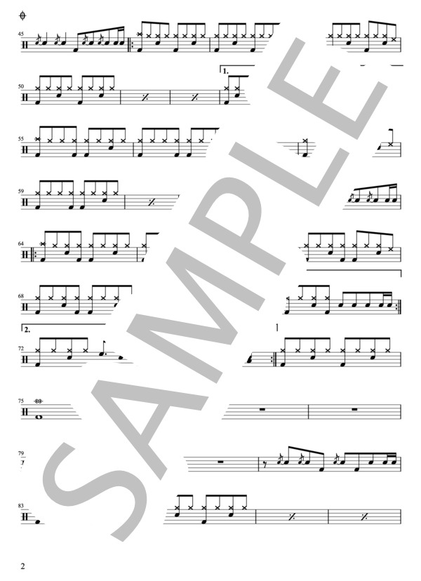 槇原敬之 - どんなときも。（ドラムパートのみ：難易度CCCの初心者用)【楽譜・スコア】 (槇原 敬之) / その他 - サンプル譜面 2/4