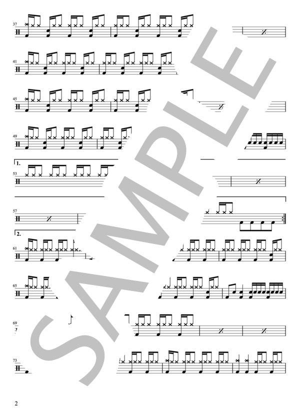 楽譜】BUMP OF CHICKEN - ray ドラムパートのみ：難易度DDの初級者用