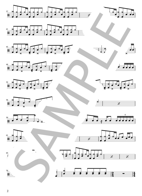 LiSA - うそつきの涙（ドラムパートのみ：完コピ）【楽譜・スコア】 / 中級 - サンプル譜面 2/4