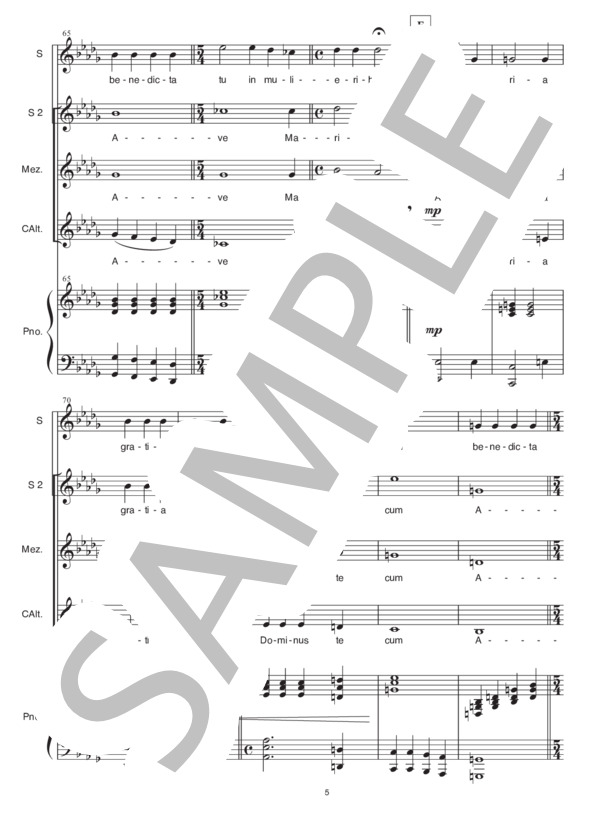 ①被爆のマリアに捧げる賛歌 〜ソプラノソロと女声合唱・ピアノのための〜 エリック・コロン作曲 (Eric Colon) / 初〜中級 - サンプル譜面 5/5