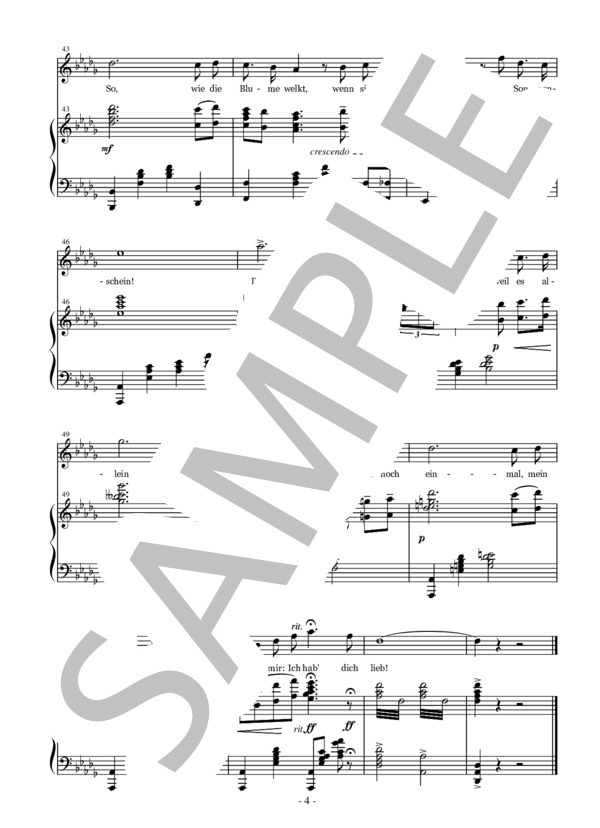 レハール作曲 微笑みの国から Dein ist mein ganzes Herz (君はわが心のすべて) Franz Lehár 変ニ長調（原調） (フランツ・レハール) / アンサンブルピアノ＋歌 その他 - サンプル譜面 4/5