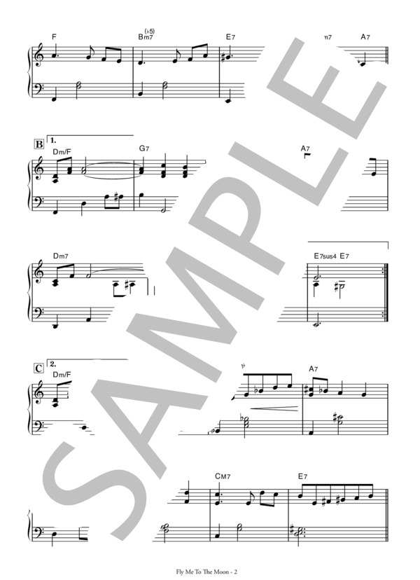 Fly Me To The Moon (バート・ハワード) / ギター弾き語り その他 - サンプル譜面 2/4