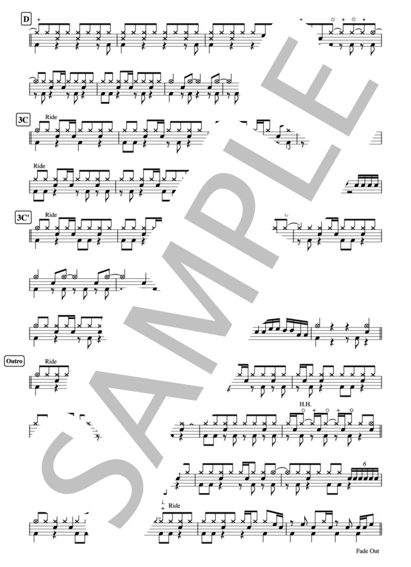 全力少年 スキマスイッチ ドラム譜 3ページ / その他 - サンプル譜面 3/3