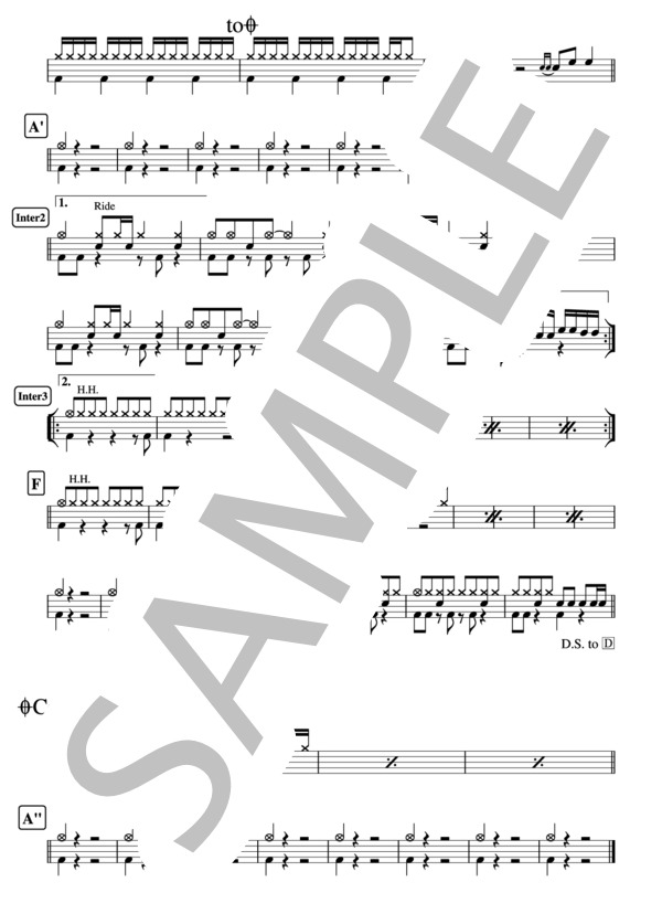 文学のススメ   The SALOVERS   2ページ ドラム譜 (THE SALOVERS) / その他 - サンプル譜面 2/2