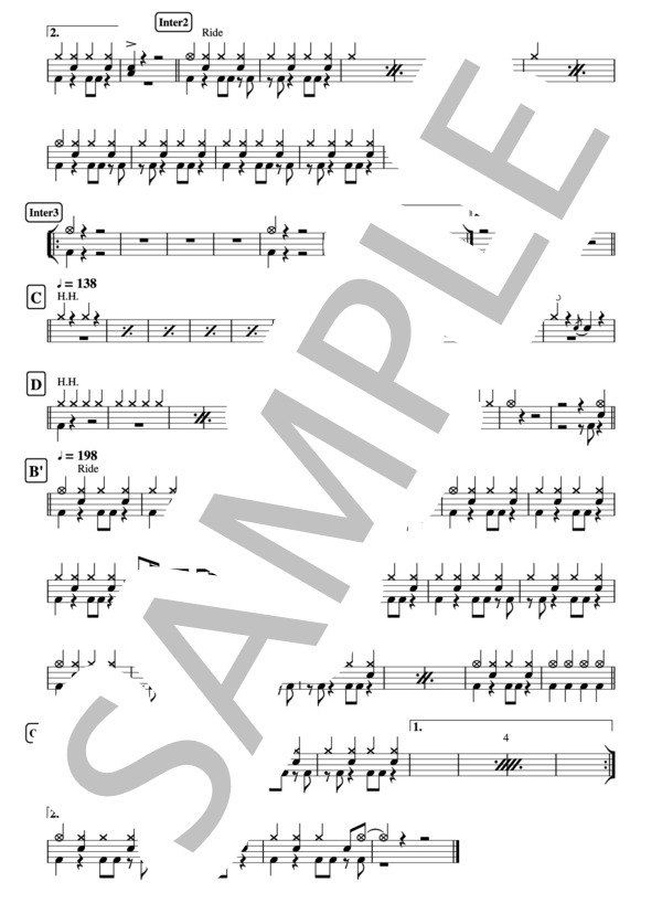 サリンジャー   The SALOVERS   2ページ ドラム譜 (THE SALOVERS) / その他 - サンプル譜面 2/2