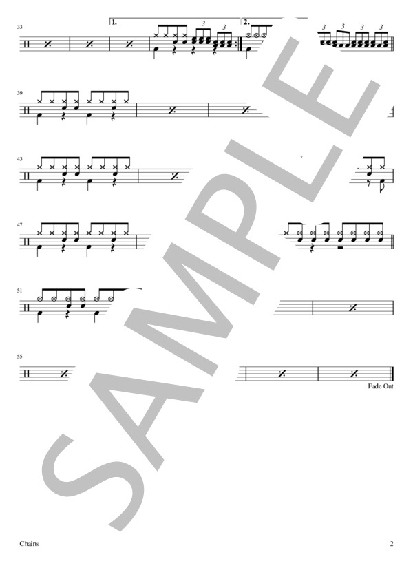 Chains  /  The Beatles(ビートルズ) ドラム譜 (THE BEATLES) / その他 - サンプル譜面 2/2