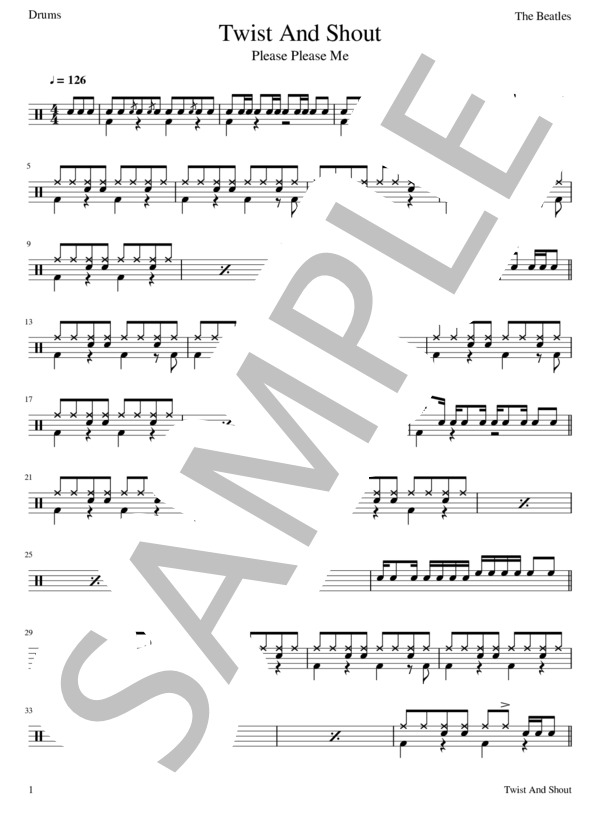 楽譜】Twist And Shout / The Beatles ドラム譜 / THE BEATLES (ドラム