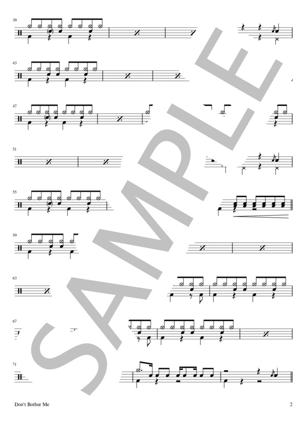 Don't Bother Me  /  The Beatles(ビートルズ) ドラム譜 (THE BEATLES) / その他 - サンプル譜面 2/3