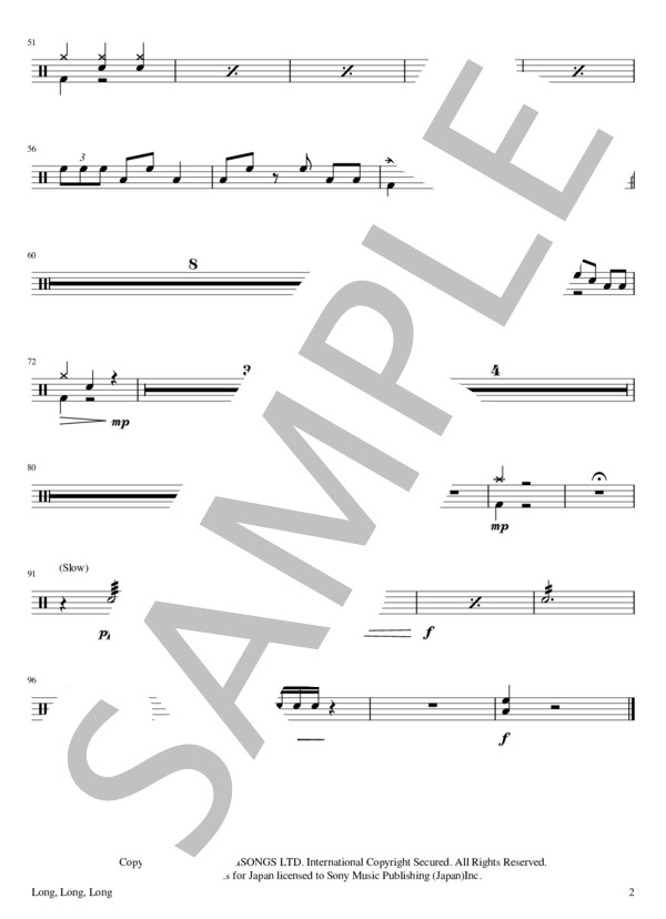 Long, Long, Long  /  The Beatles(ビートルズ) ドラム譜 (THE BEATLES) / その他 - サンプル譜面 2/2