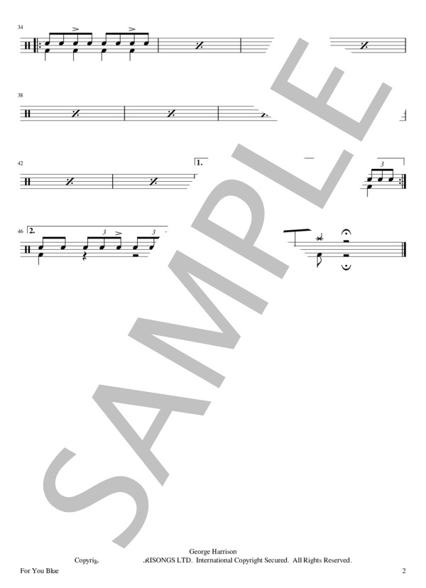 For You Blue  /  The Beatles(ビートルズ) ドラム譜 (THE BEATLES) / その他 - サンプル譜面 2/2