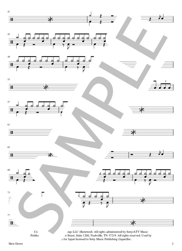 Slow Down  /  The Beatles(ビートルズ) ドラム譜 (THE BEATLES) / その他 - サンプル譜面 2/3