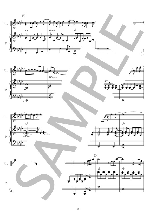 【フルート楽譜】アナと雪の女王～LET IT GO(ありのままで）レリゴー (Idina Kim Mentzel) / 初〜中級 - サンプル譜面 2/5