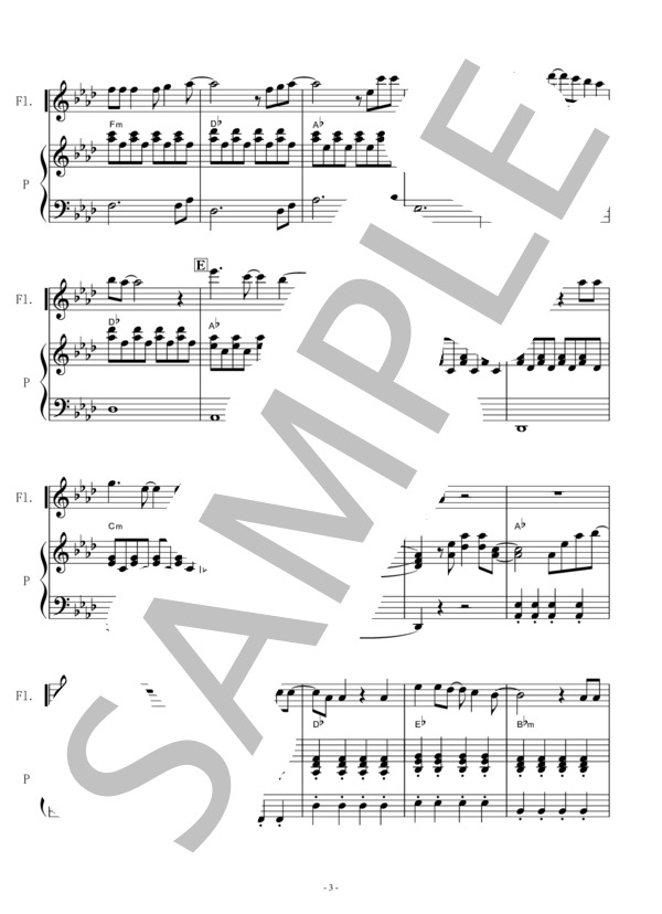 【フルート楽譜】アナと雪の女王～LET IT GO(ありのままで）レリゴー (Idina Kim Mentzel) / 初〜中級 - サンプル譜面 3/5