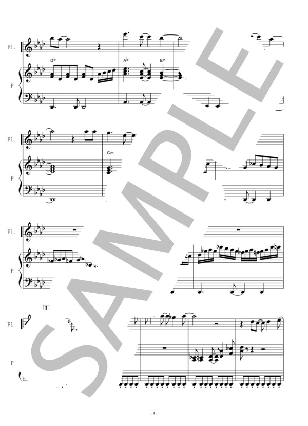 【フルート楽譜】アナと雪の女王～LET IT GO(ありのままで）レリゴー (Idina Kim Mentzel) / 初〜中級 - サンプル譜面 5/5