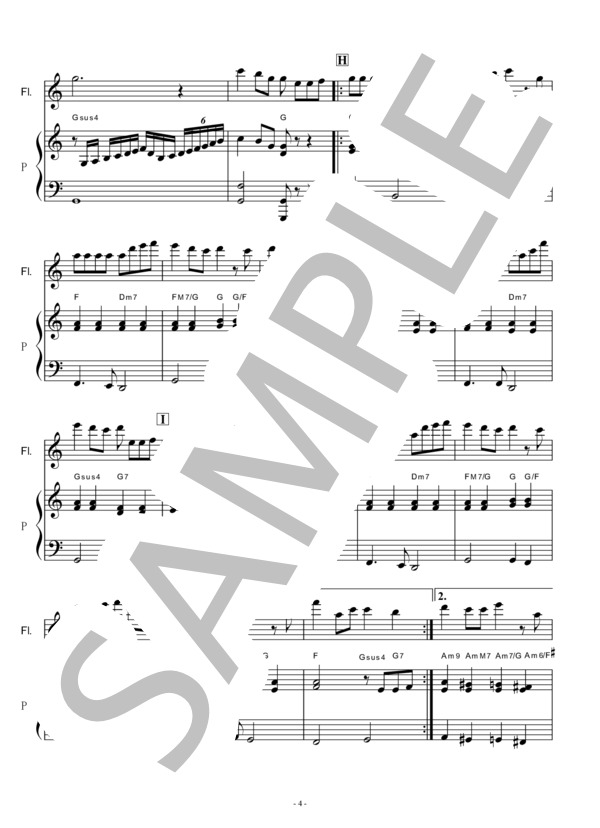 【フルート楽譜】ふるさと（フルートピアノ伴奏） (嵐) / メロディ その他 - サンプル譜面 4/5