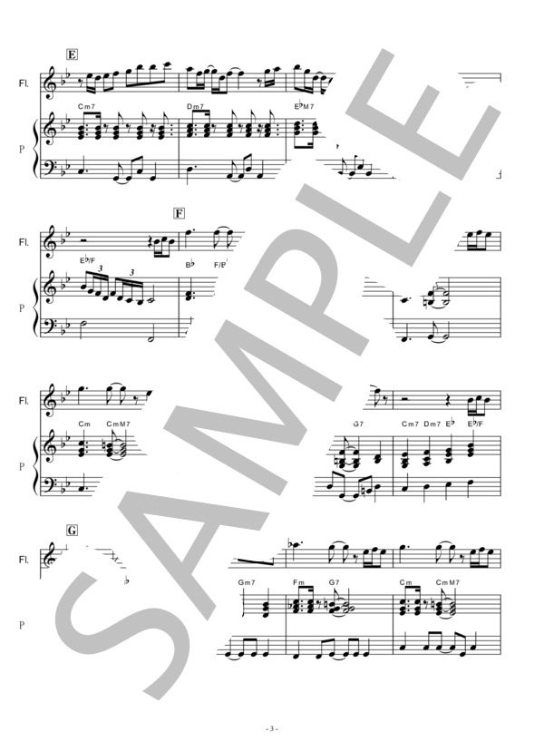 【フルート楽譜】明日はどこから～NHKドラマ「わろてんか」松たか子（フルートピアノ伴奏） (松 たか子) / その他 - サンプル譜面 3/5